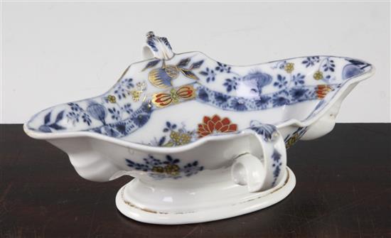 A Meissen double-lipped sauceboat, dot period, c.1780, 21.8cm